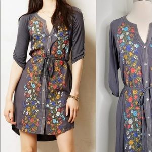 Anthropologie Tiny Gathered Vines shirt dress, size M